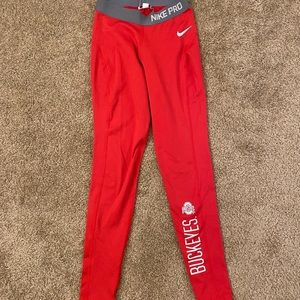 Nike Pro Dry Fit Red Ohio State (OSU) Buckeyes XS Leggings